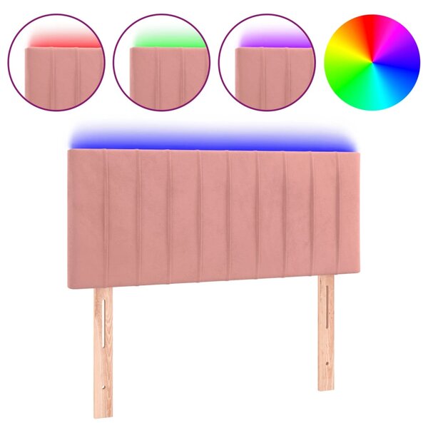 vidaXL Tête de lit à LED Rose 100x5x78/88 cm Velours