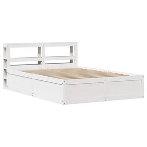 vidaXL Cadre de lit et tête de lit blanc 140x190 cm bois de pin massif