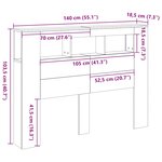 vidaXL Tête de lit à LED chêne artisanal 140x18 5x103 5 cm