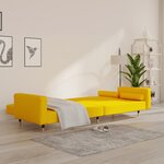 vidaXL Canapé-lit à 2 places avec deux oreillers Jaune Velours