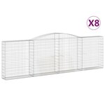 vidaXL Paniers à gabions arqués 8 Pièces 400x30x120/140 cm Fer galvanisé