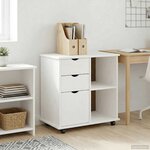 vidaXL Cabinet roulant 63 5 x 39 x 65 5 cm Bois de Pin Massif Blanc