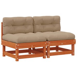 vidaXL Sofa de jardin milieu Pin massif Brun Ciré