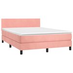 vidaXL Sommier à lattes de lit avec matelas Rose 140x190 cm Velours