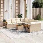 vidaXL Salon de jardin avec coussins 9 Pièces beige résine tressée