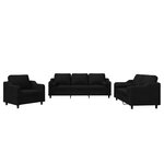 vidaXL Ensemble de canapés 3 Pièces avec coussins noir tissu