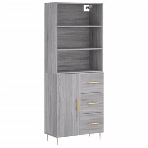 vidaXL Buffet haut Sonoma gris 69 5x34x180 cm Bois d'ingénierie