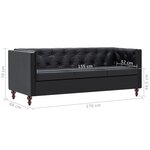 vidaXL Canapé chesterfield à 3 places Revêtement en similicuir Noir