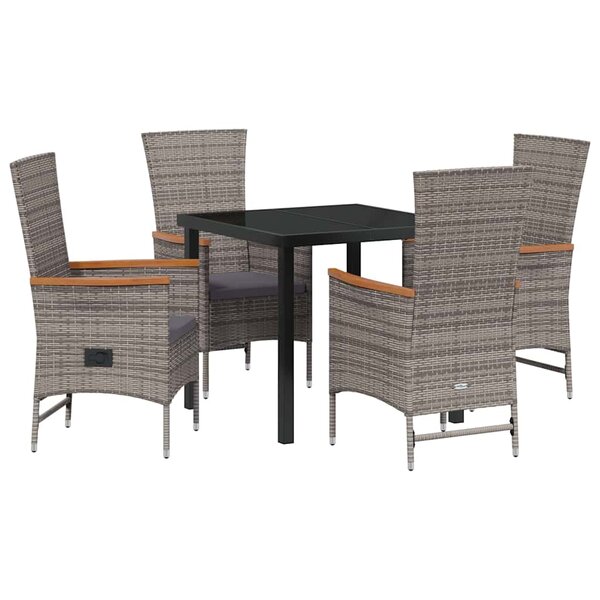 vidaXL Ensemble de salle à manger pour jardin avec coussin 5 Pièces Gris