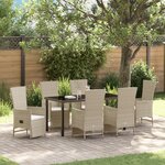 vidaXL Ensemble de salle à manger de jardin 7 pièces avec coussins beige en rotin poly