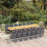 vidaXL Ensemble à manger de jardin 15 Pièces coussins gris résine tressée