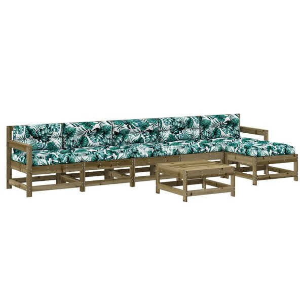 vidaXL Salon de jardin 7 Pièces avec coussins bois de pin imprégné