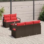 vidaXL Ensemble de Canapés 6 Pièces Marron et rouge polyrotin