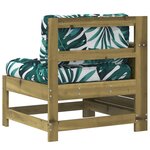 vidaXL Canapé de jardin accoudoir avec coussin bois de pin imprégné
