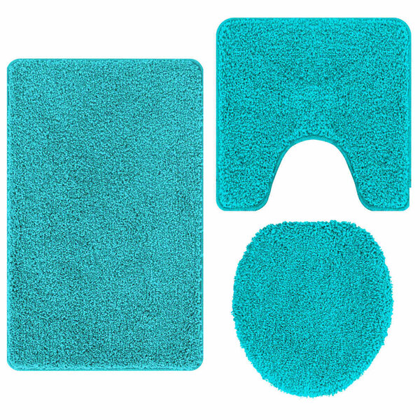 vidaXL Ensemble de tapis de bain antidérapants 3 Pièces Turquoise