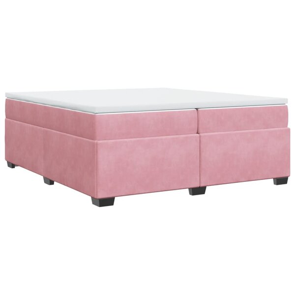 vidaXL Sommier à lattes de lit avec matelas Rose 200x200 cm Velours