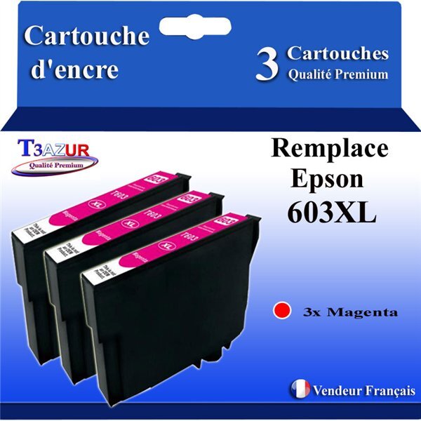3x Cartouches Compatibles avec Epson 603 603XL pour Epson WorkForce WF-2820DWF  WF-2830DWF  WF-2840DWF  WF-2850DWF  WF-2870DWF  WF2835-DWF Magenta