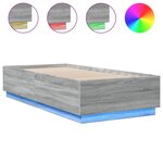 vidaXL Cadre de lit avec lumières LED sonoma gris 100x200 cm