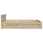 vidaXL Cadre de lit et tête de lit sans matelas chêne sonoma 135x190cm