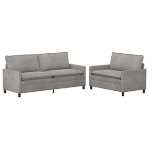 vidaXL Ensemble de Canapés 2 Pièces Gris clair Velours