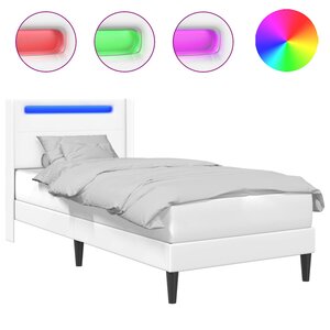 vidaXL Cadre de lit avec bandes LED Blanc 90 x 190 cm Simili cuir