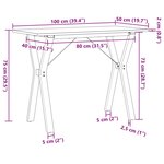 vidaXL Table à manger cadre en Y 100x50x75 cm bois de pin massif fonte