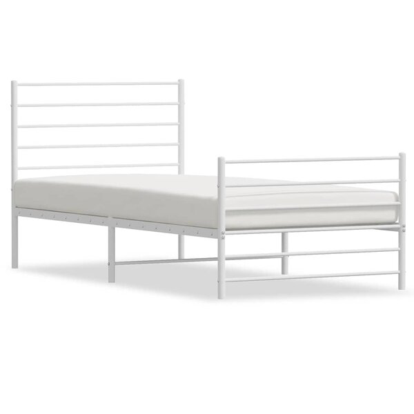 vidaXL Cadre de lit métal sans matelas avec pied de lit blanc 75x190cm