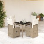 vidaXL Ensemble de bistro de jardin 5 Pièces coussins marron poly rotin
