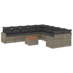 vidaXL Salon de jardin 11 Pièces avec coussins gris résine tressée