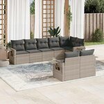 vidaXL Salon de jardin 8 Pièces avec coussins gris clair résine tressée