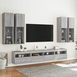 vidaXL Ensemble de meubles TV muraux 7 Pièces et lumières LED sonoma gris