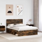 vidaXL Cadre de lit Chêne fumé 140 x 190 cm Bois de pin massif