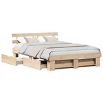 vidaXL Cadre de lit avec tête de lit Marron 160 x 200 cm Pin massif