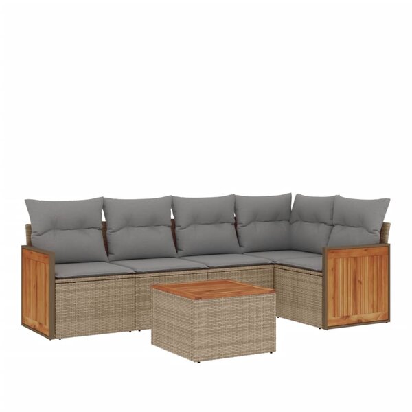 vidaXL Salon de jardin avec coussins 6 Pièces beige résine tressée