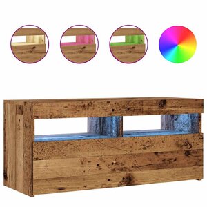 vidaXL Meuble TV avec lumières LED vieux bois bois d'ingénierie