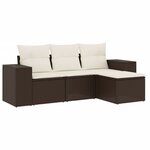 vidaXL Salon de jardin 4 Pièces avec coussins marron résine tressée