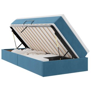vidaXL Lit avec rangement et matelas Bleu foncé 90 x 190 cm Velours