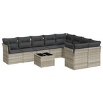 vidaXL Salon de jardin avec coussins 10 Pièces gris clair résine tressée