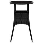 vidaXL Table de jardin Ø60x75 cm Verre trempé/résine tressée Noir