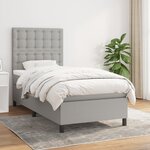 vidaXL Sommier à lattes de lit avec matelas Gris clair 90x200 cm Tissu