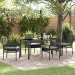 vidaXL Ensemble de Salle à Manger de Jardin 5 Pièces avec Coussins en Rattan Noir