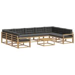 vidaXL Ensemble de canapés d'extérieur 10 Pièces Blanc et anthracite