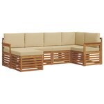 vidaXL Ensemble de canapés d'extérieur 6 pc Naturel et Beige Polyester