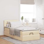 vidaXL Lit ottoman avec matelas crème 100x200 cm tissu