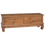 vidaXL Meuble TV Naturel 110 x 35 x 40 cm Bois de teck massif