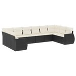 vidaXL Salon de jardin 10 Pièces avec coussins noir résine tressée