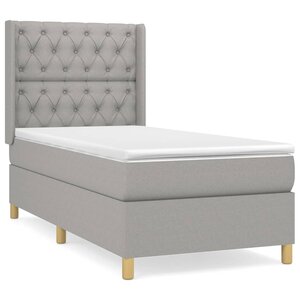 vidaXL Sommier à lattes de lit avec matelas Gris clair 80x200 cm Tissu