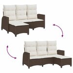 vidaXL Canapé de jardin inclinable coussins forme L marron polyrotin