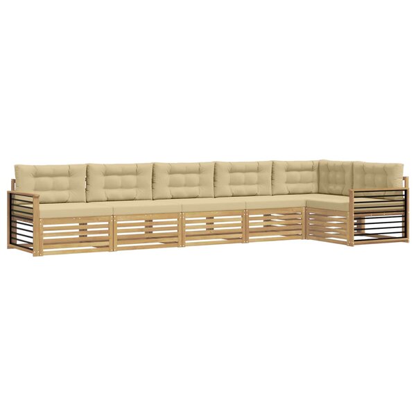 vidaXL Ensemble de canapés d'extérieur 6 pc Blanc et Beige Polyester