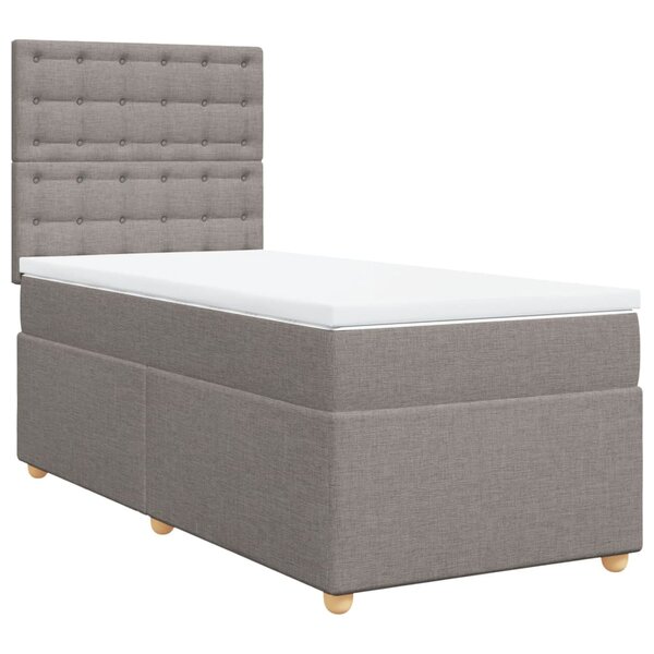vidaXL Sommier à lattes de lit avec matelas Taupe 100x200 cm Tissu